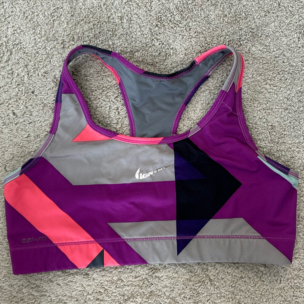 Nike Purple and Pink Geometric Sports Bra